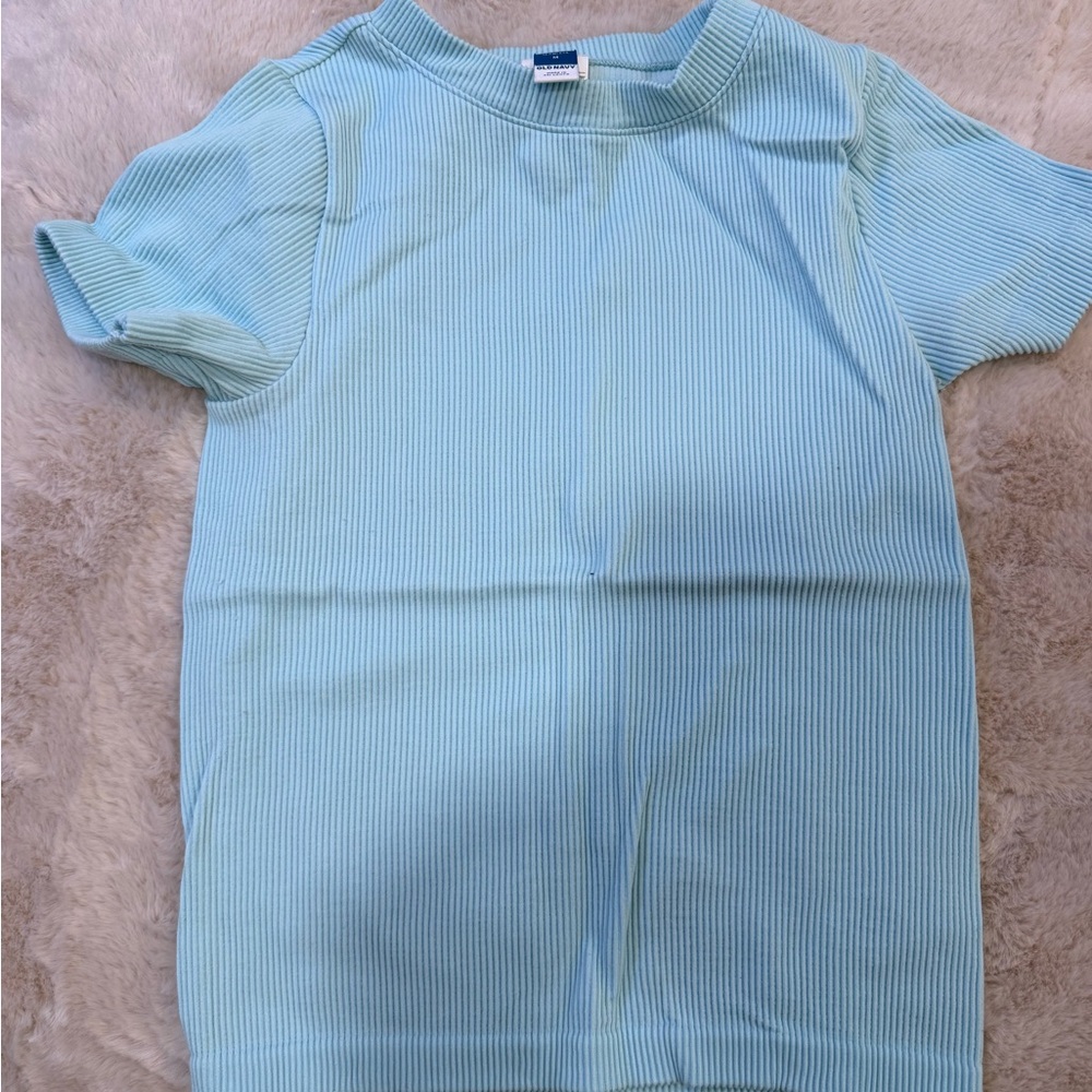 Old Navy Light Aqua Ribbed Short Sleeve Tee - Kids